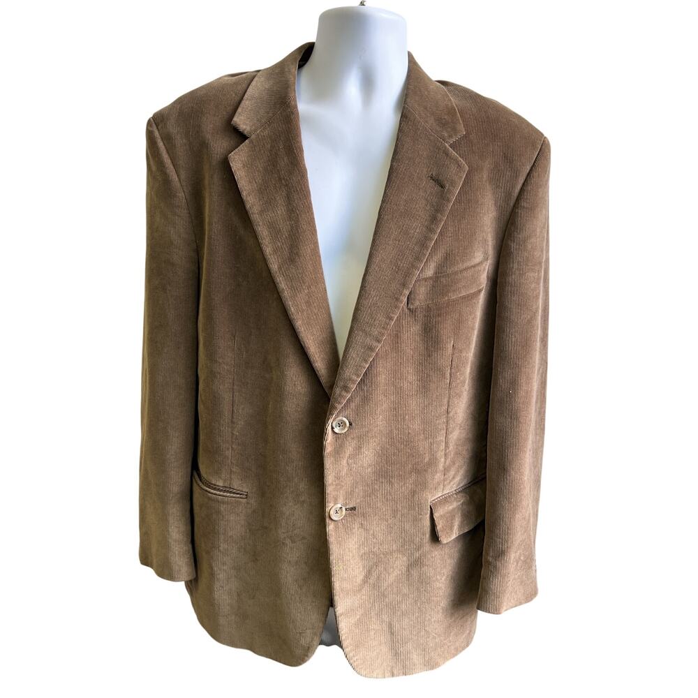 🧥Evan-Picone 40R Tan Corduroy Blazer 2-Button Structured Tailoring Vintage Vibe